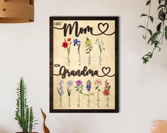 Grandma Gift, Mother's Day Gift For Grandma, Mimi Granny Birthday Gift, Personalized Grandma's Flowers Garden Flag, Custom Grandkids Name