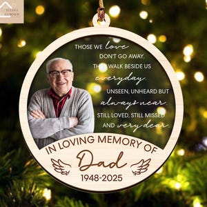 Custom Photo Memorial Ornament, Dad Mom Remembrance Christmas Ornament, Memorial Day Glass Ornament, Mom Loss Ornament, Loss of Father Gift