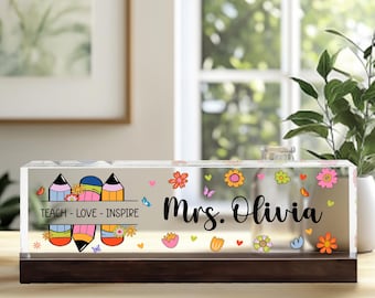 Custom Teacher Name Sign, Teacher Acrylic Desk Name Plate, Teacher Appreciation Gift Decor, Back To School Teacher Gift Classroom Decor Gift