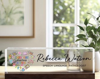 Speech Therapist Desk Name Plate Gift For Speech Language Pathologist, Speech Therapy Room Decor, SLP Grad Gift Name Sign, SLP Teacher Gift