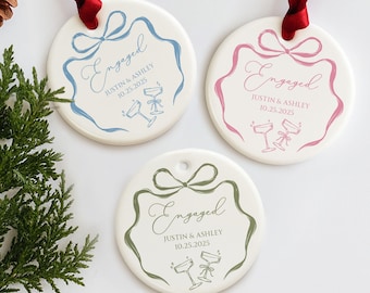 First Christmas Engaged Ornament, Personalized Engagement Gift for Couples, Custom Engagement Christmas Keepsake, Engaged Christmas Ornament