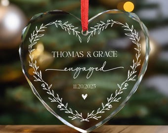 Personalized Engaged Ornament 2025 Wedding Keepsake, Engagement Ornament with Names & Date, Newlywed Gift For Couple
