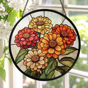 Birth Month Flower Stained Glass Suncatcher, Custom Floral Home Decor, Birth Flower Stained Glass Art, Gift for Flower Lovers