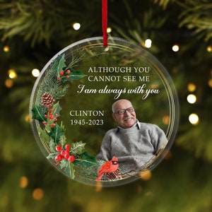 Personalized Memorial Christmas Ornament, In Loving Memory,  Custom Photo Ornament, Loss of Loved, Mom Dad, Remembrance Gifts, Sympathy Gift