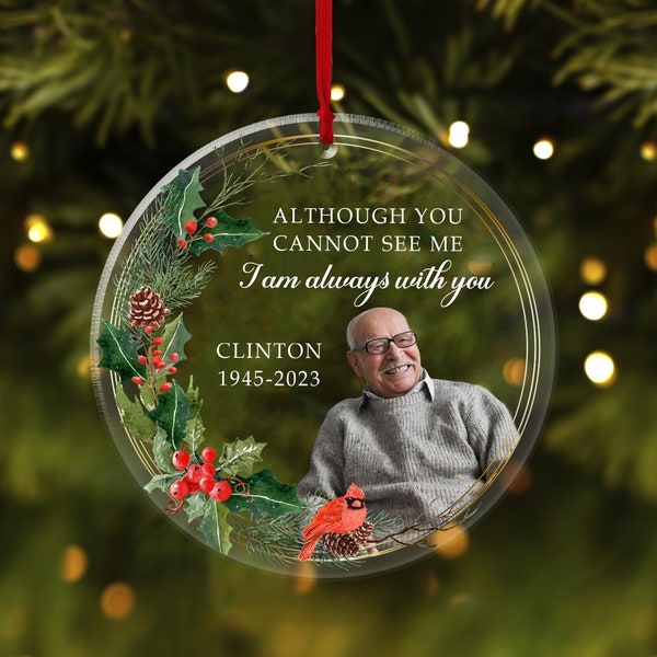Personalized Memorial Christmas Ornament, In Loving Memory,  Custom Photo Ornament, Loss of Loved, Mom Dad, Remembrance Gifts, Sympathy Gift