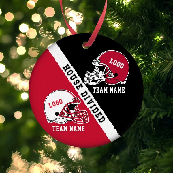 Custom House Divided Ornament, American Football, House Divided Baseball Basketball Ornament, Sport Team Ornament, 2023 Christmas Ornament