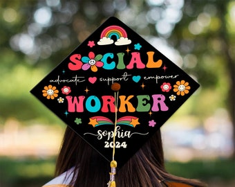 Social Worker Graduation Cap Topper, Custom Social Worker Grad Cap Topper, MSW Graduation Gift, Class Of 2024, Future Social Worker Gift