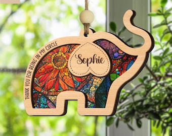 Elephant Friendship Ornament Suncatcher, Sisterhood Ornament, Bestie Ornament, Personalized Best Friend Suncatcher, Friendship Gift