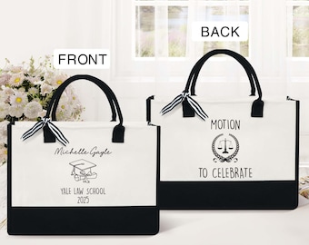 Custom Law School Survivor Tote Bag, New Grad Lawyer Gift, Attorney Law School Graduation Gift Bag, Personalized New Lawyer Law Student Gift
