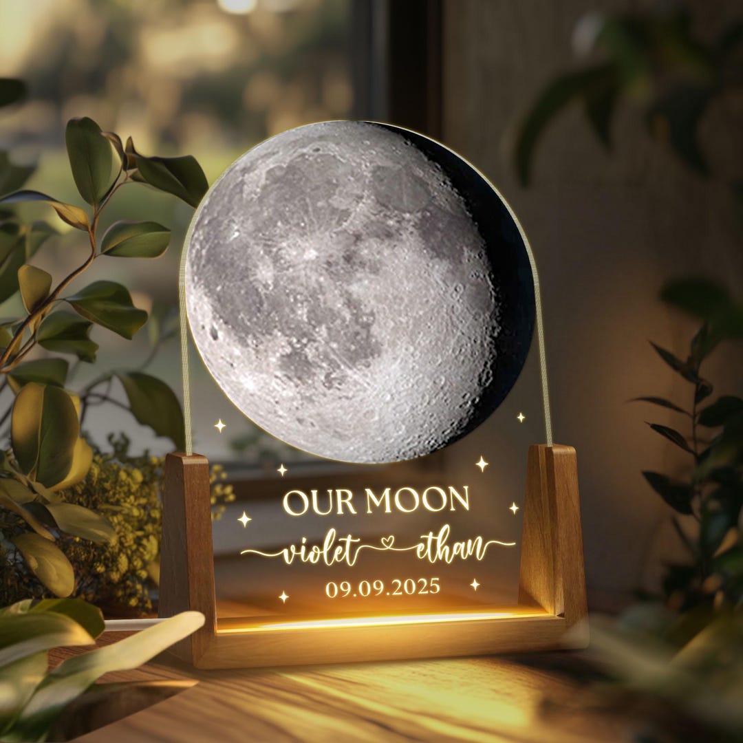 Our Moon Special Day Custom Moon Phase, Personalized Moon Phase LED ...