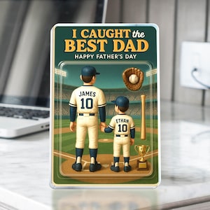 Regalo personalizzato per la festa del papà, "Ho preso il miglior papà", regalo di baseball, action figure personalizzata in acrilico con blocchi di baseball, regalo per il marito