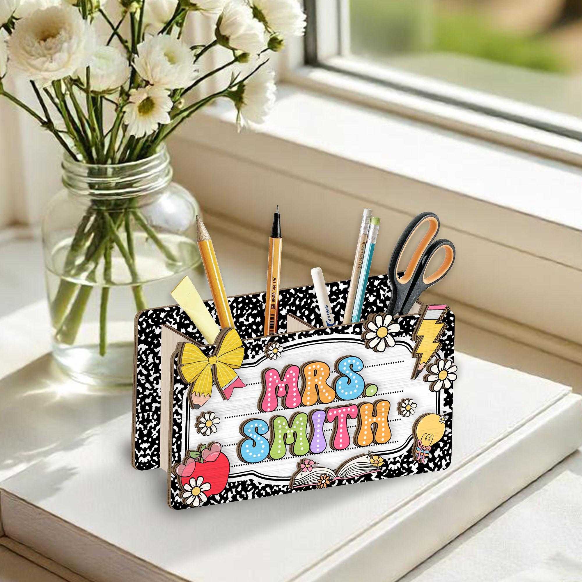 Back to School Teacher Gift Pen Holder, Teacher Pencil Holder Desk ...
