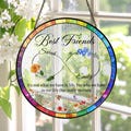 Best Friends Stained Glass Suncatcher, Personalized Best Friend Birth Month Flower, Friendship Gift, Soul Sisters Gift,Besties Birthday Gift