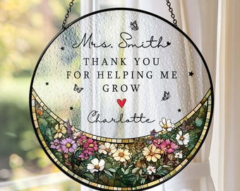 Thank You Gift For Teacher Stained Glass Suncatcher End of Year Gift Back To School Teacher Appreciation Gift Teacher Classroom Window Decor