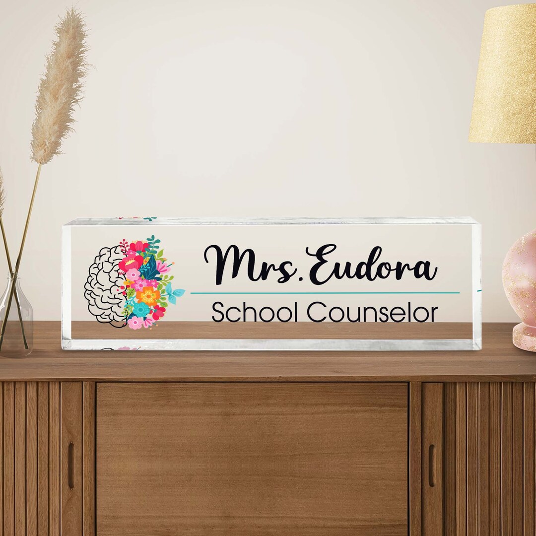 Personalized Teacher Desk Name Plate: Lighted Sunflower Decor