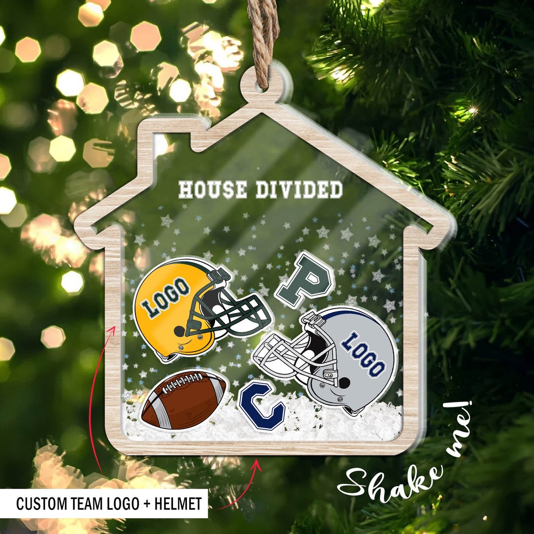 Custom House Divided Ornament, American Football House Divided Baseball