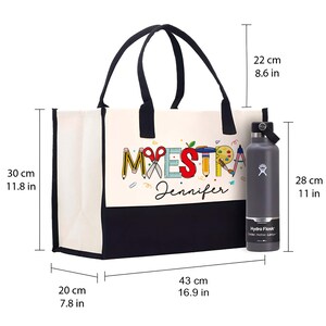 Personalized Spanish Teacher Maestra Bilingual Tote Bag Back to School ...
