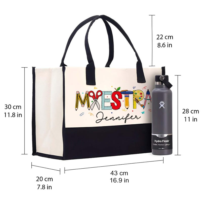 Personalized Spanish Teacher Maestra Bilingual Tote Bag Back to School ...