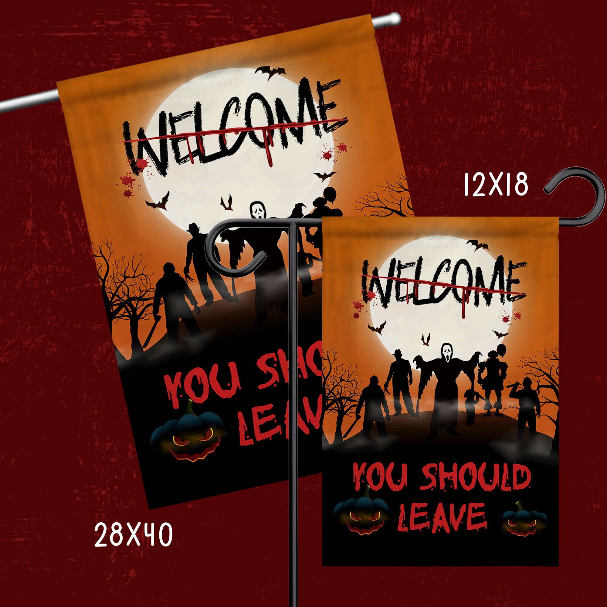 Halloween Flag You Should Leave Flag Horror Etsy