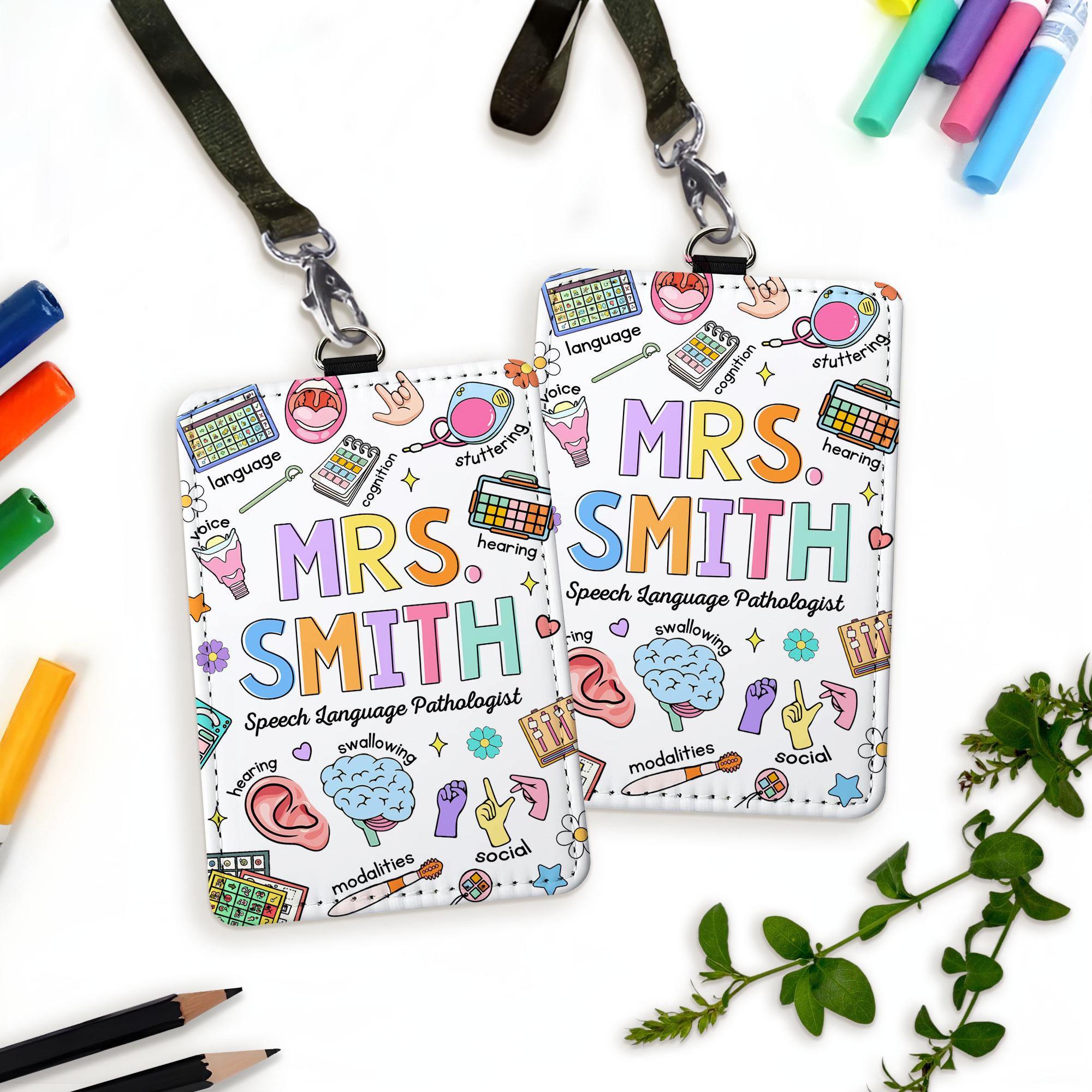Slp Ribbons SLP Teacher ID Badge Holder, Speech Language Pathologist Gift Lanyard ...