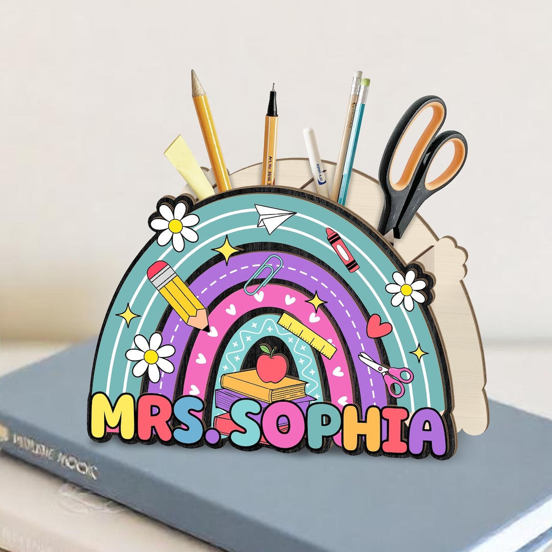 Back to School Teacher Gift Pen Holder, Teacher Pencil Holder Desk ...