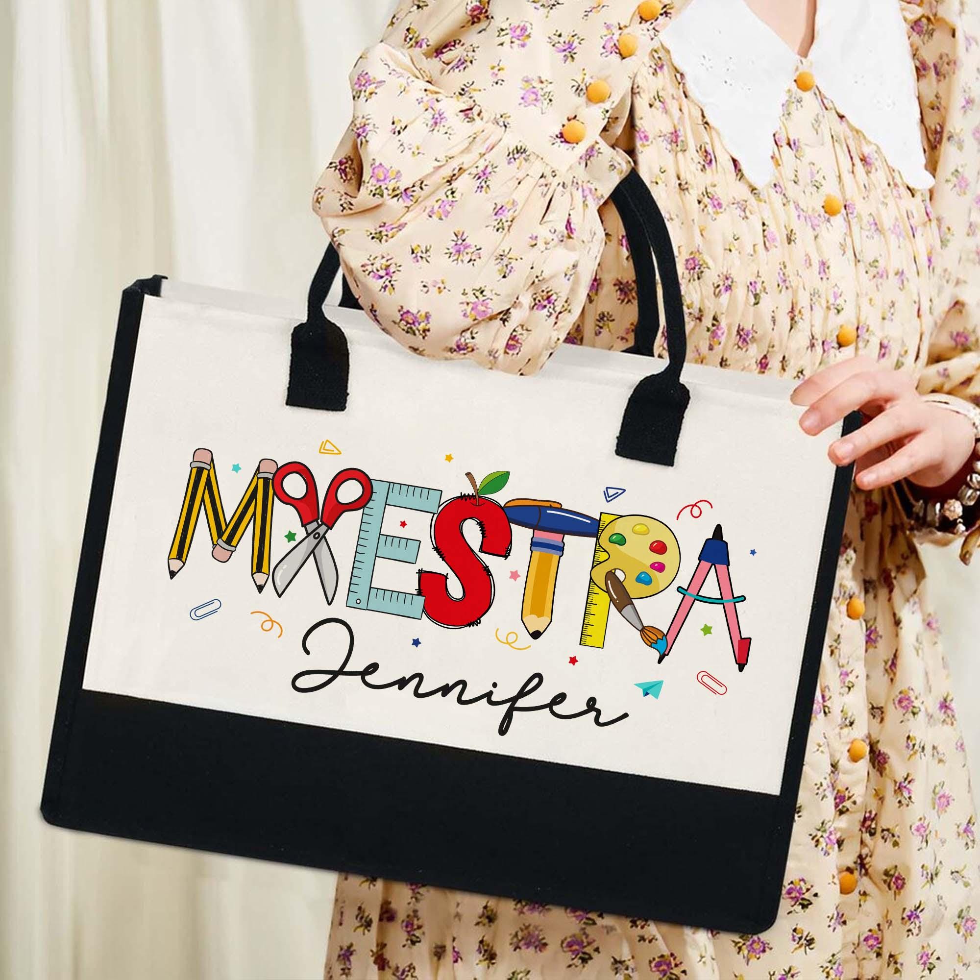 Personalized Spanish Teacher Maestra Bilingual Tote Bag Back to School ...