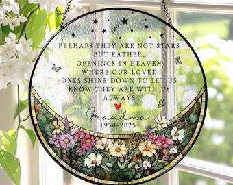 Memorial Stained Glass Suncatcher Sympathy Gift, Family Memorial Ornament Loss Of Mom Gift, Dad Remembrance Gift, In Loving Memory, Mom Loss