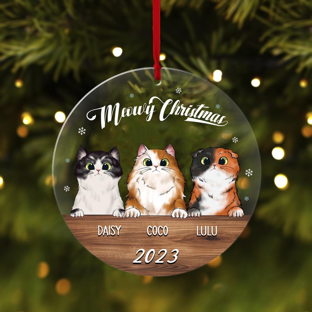 Meowy Christmas, Cat Christmas Ornament, Cats Ornaments, Personalized Cat Ornament, Cat Lover