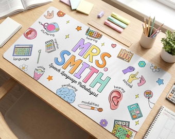 SLP Teacher Desk Mat, Speech Language Pathologist Gift Mouse Pat Back To School Teacher Gift, Speech Therapist SLP Gift Name