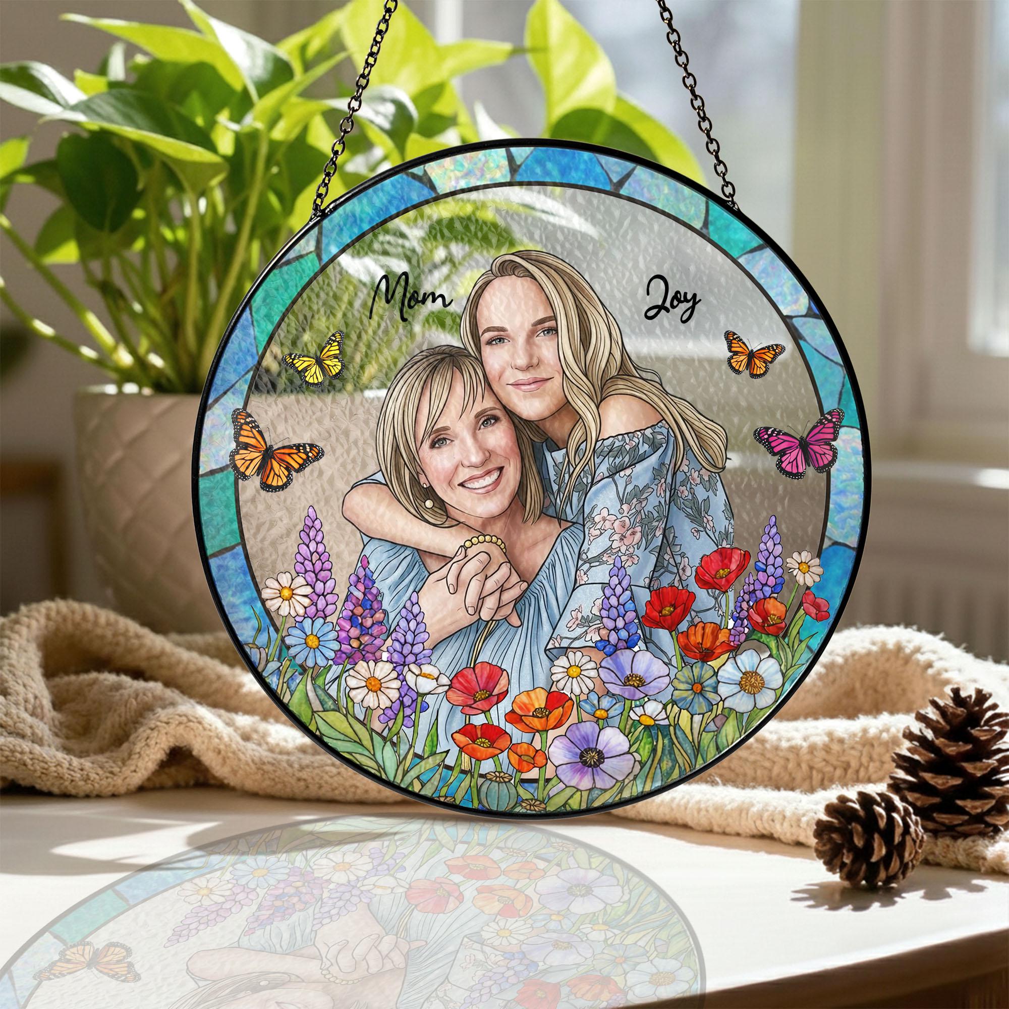 Custom Photo Portrait Stained Glass Suncatcher Gift for Mom,mum Gift ...