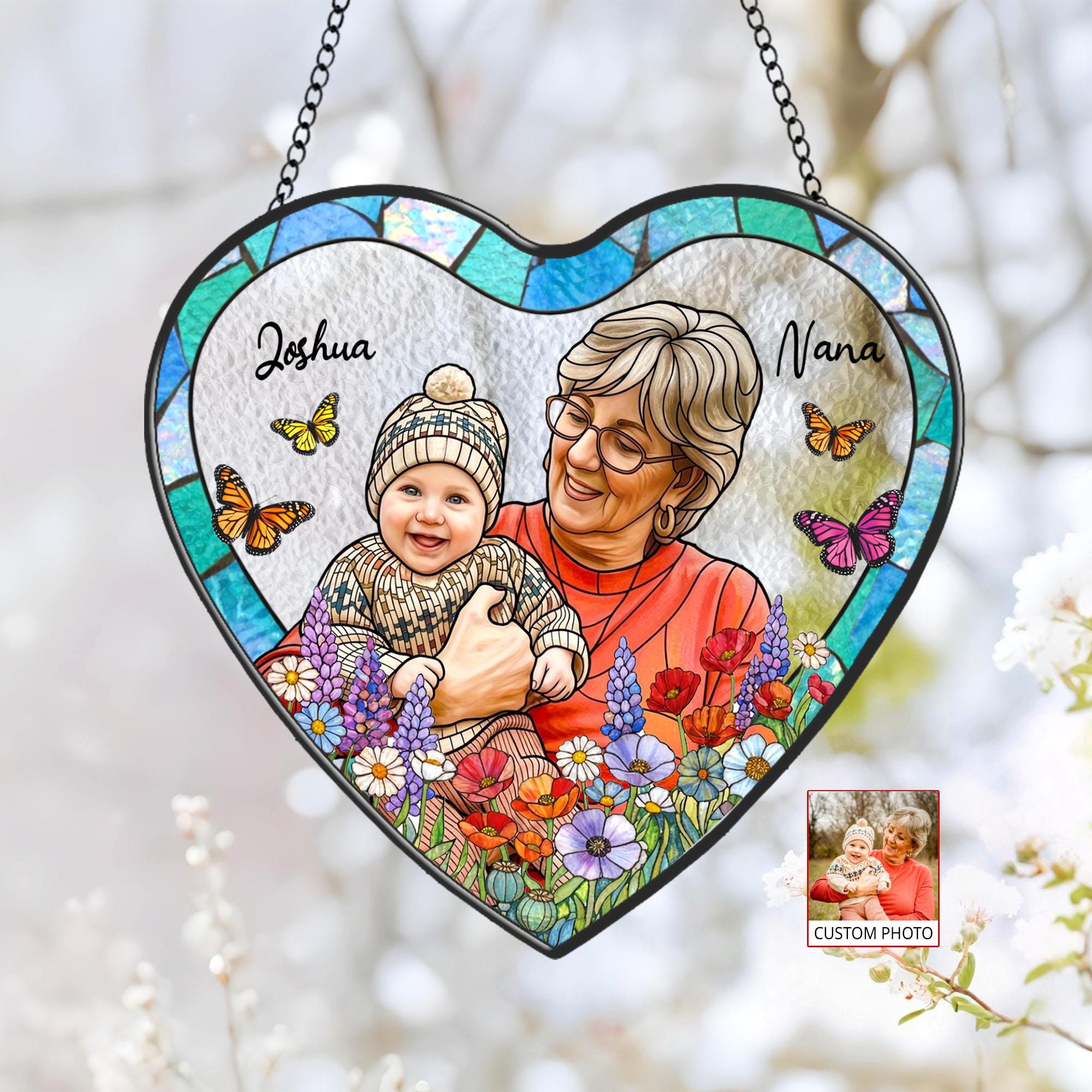 Custom Photo Portrait Stained Glass Suncatcher Gift for Mom,mum Gift ...