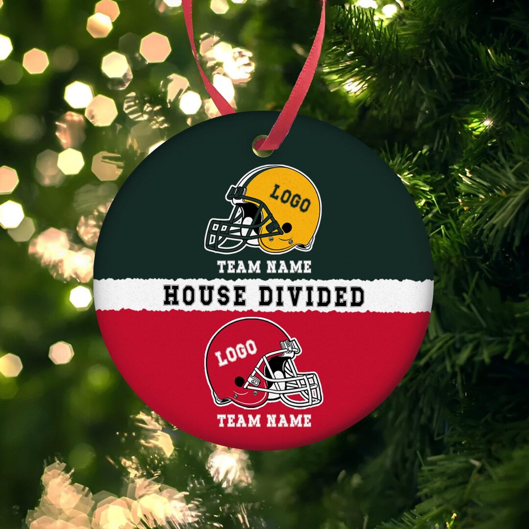 Custom House Divided Ornament, American Football, House Divided