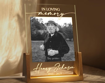 Custom Photo Memorial Night Light, Dad Mom Remembrance In Loving Memory, Memorial Picture Gift, Mom Loss Night Light, Loss of Father Gift