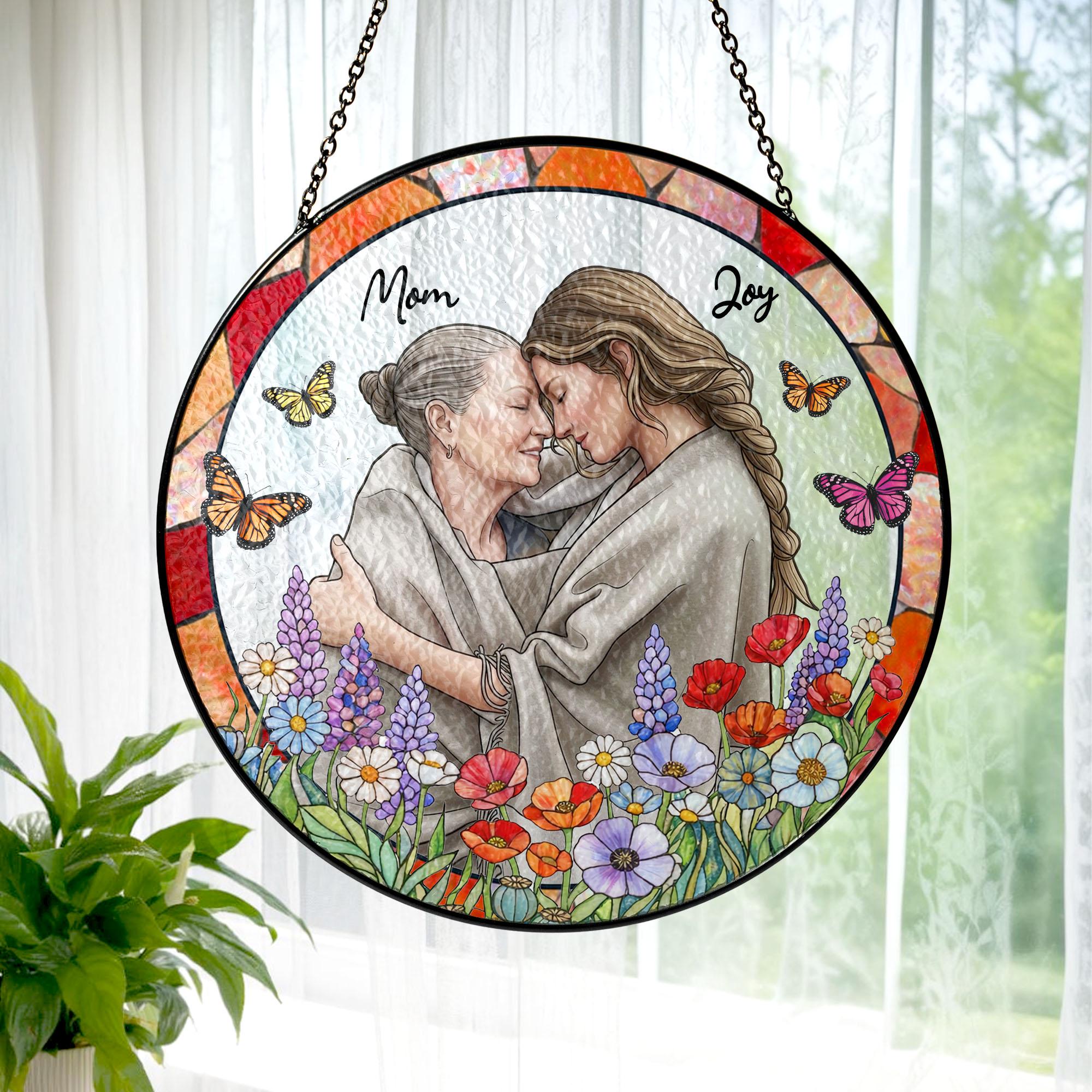 Custom Photo Portrait Stained Glass Suncatcher Gift for Mom,mum Gift ...