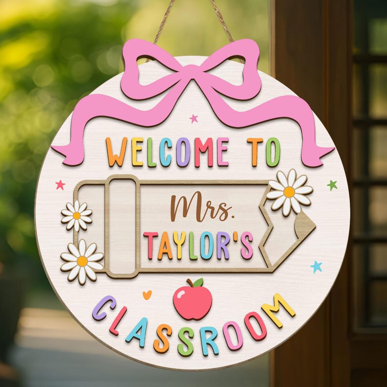 Personalized 3D Teacher Door Hanger, Teacher Gifts, Teacher Welcome ...