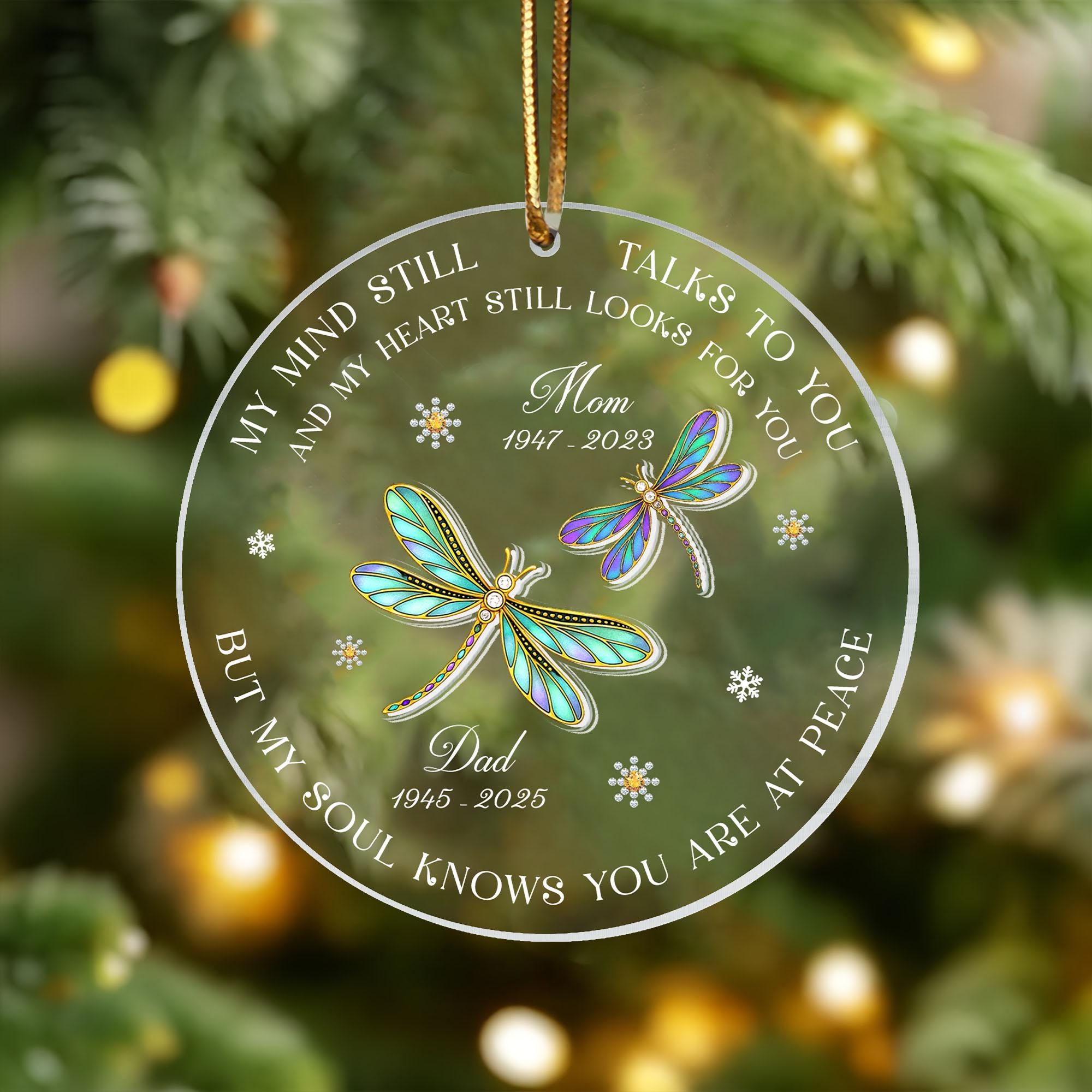 Personalized Dragonfly Memorial Ornament, Custom Sympathy Gift ...