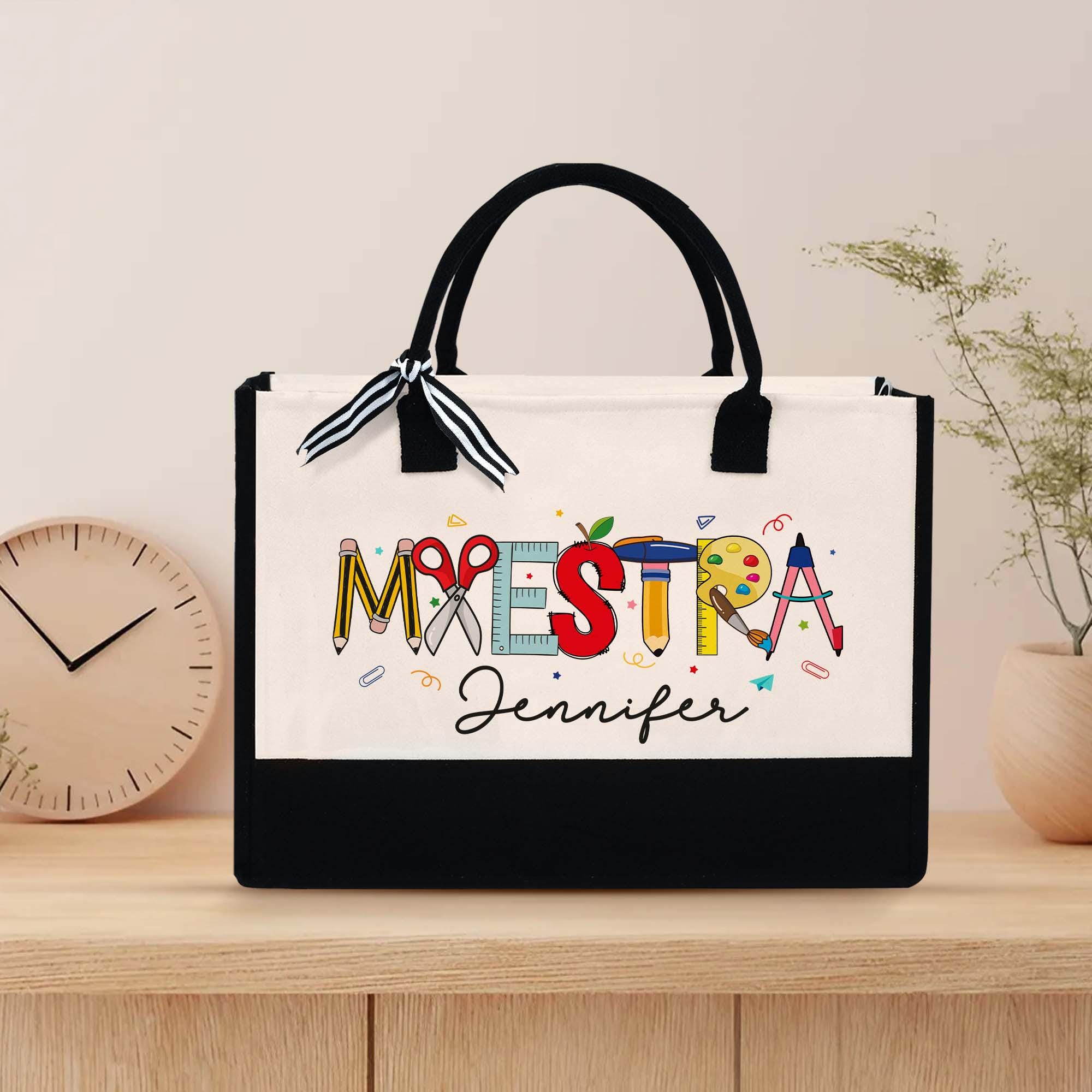 Personalized Spanish Teacher Maestra Bilingual Tote Bag Back to School ...