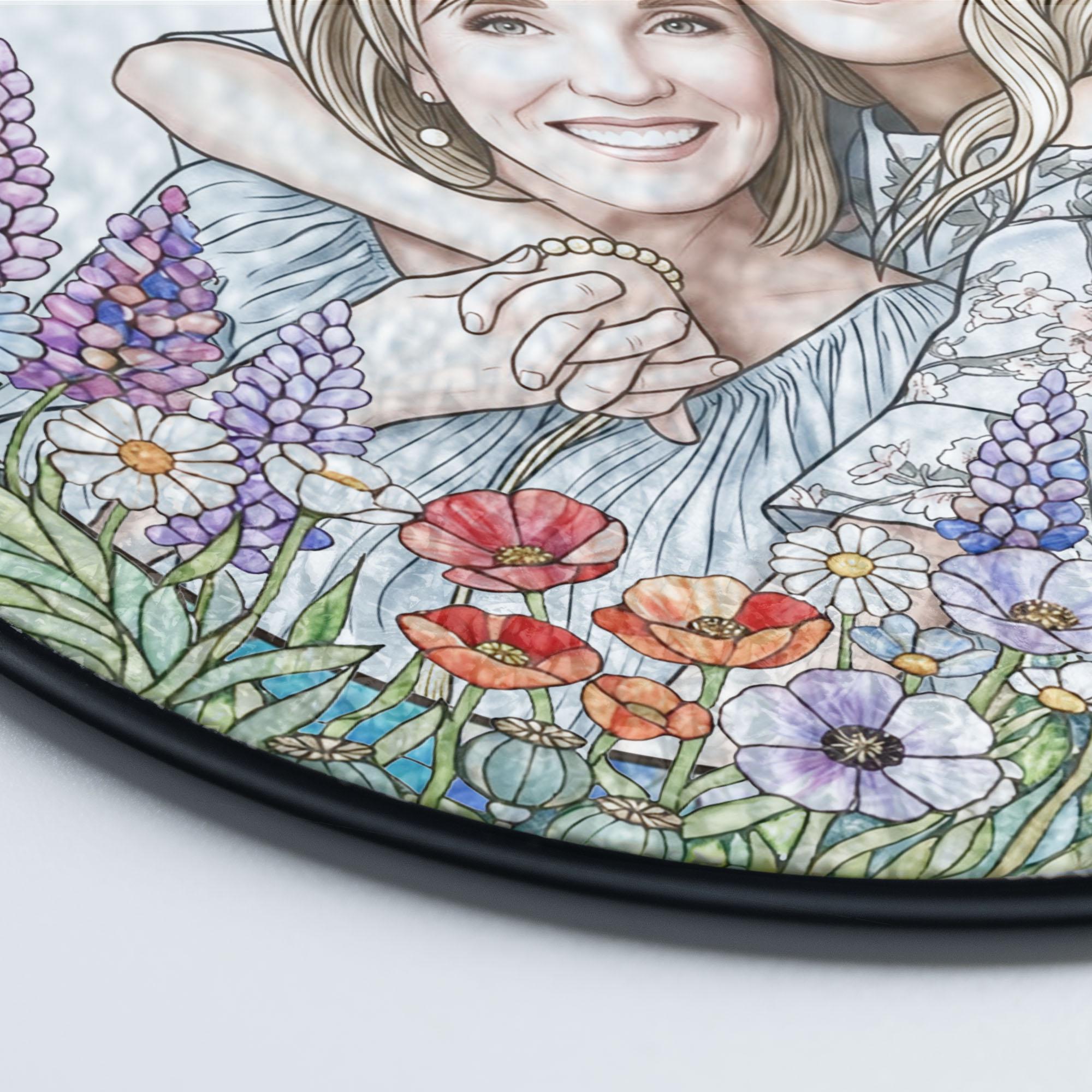 Custom Photo Portrait Stained Glass Suncatcher Gift for Mom,mum Gift ...
