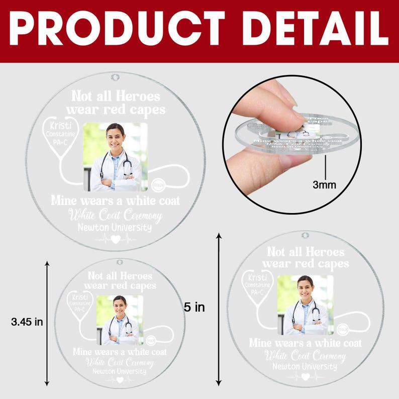 Personalized White Coat Ceremony Ornament, White Coat Party Gift