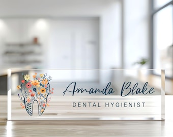 Personalized Dental Name Plate, Dentist Medical Physician Desk Name Plate, Dentist Graduation Gift Orthodontist Desk Decor Dental Decor