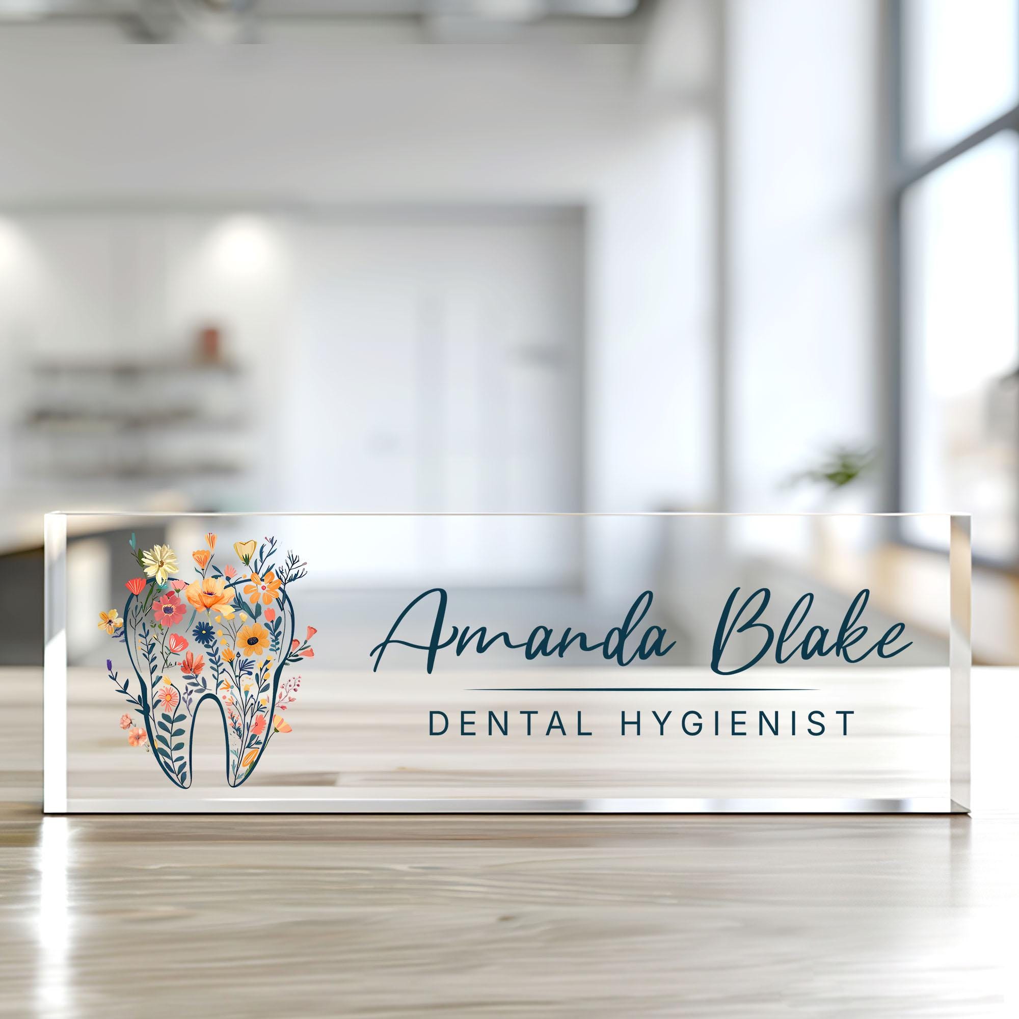 Personalized Dental Name Plate, Dentist Medical Physician Desk Name Plate, Dentist Graduation Gift Orthodontist Desk Decor Dental Decor