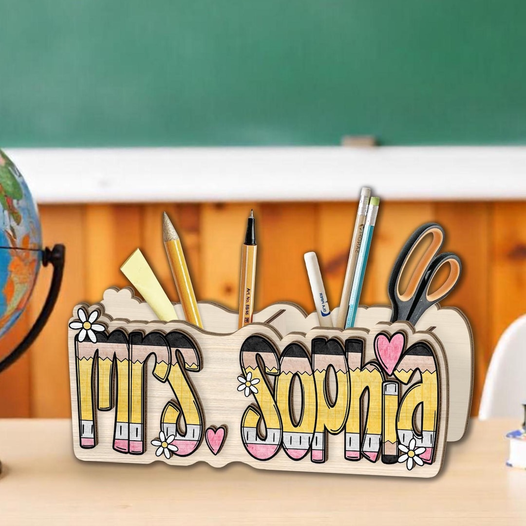 Back to School Teacher Gift Pen Holder, Teacher Pencil Holder Desk ...