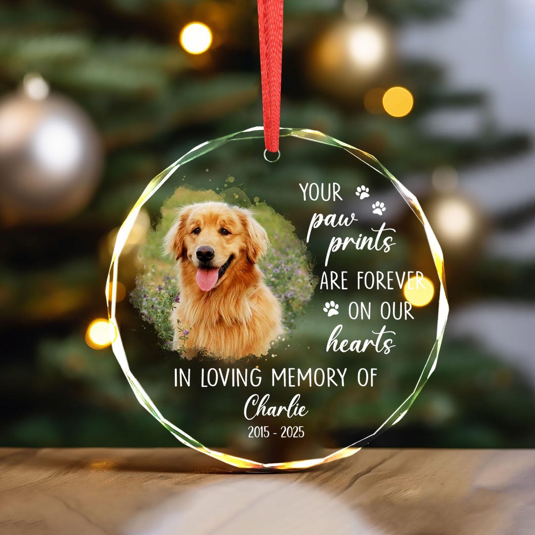 Personalized Pet Memorial Photo Ornament, Dog Sympathy Gift, Christmas ...