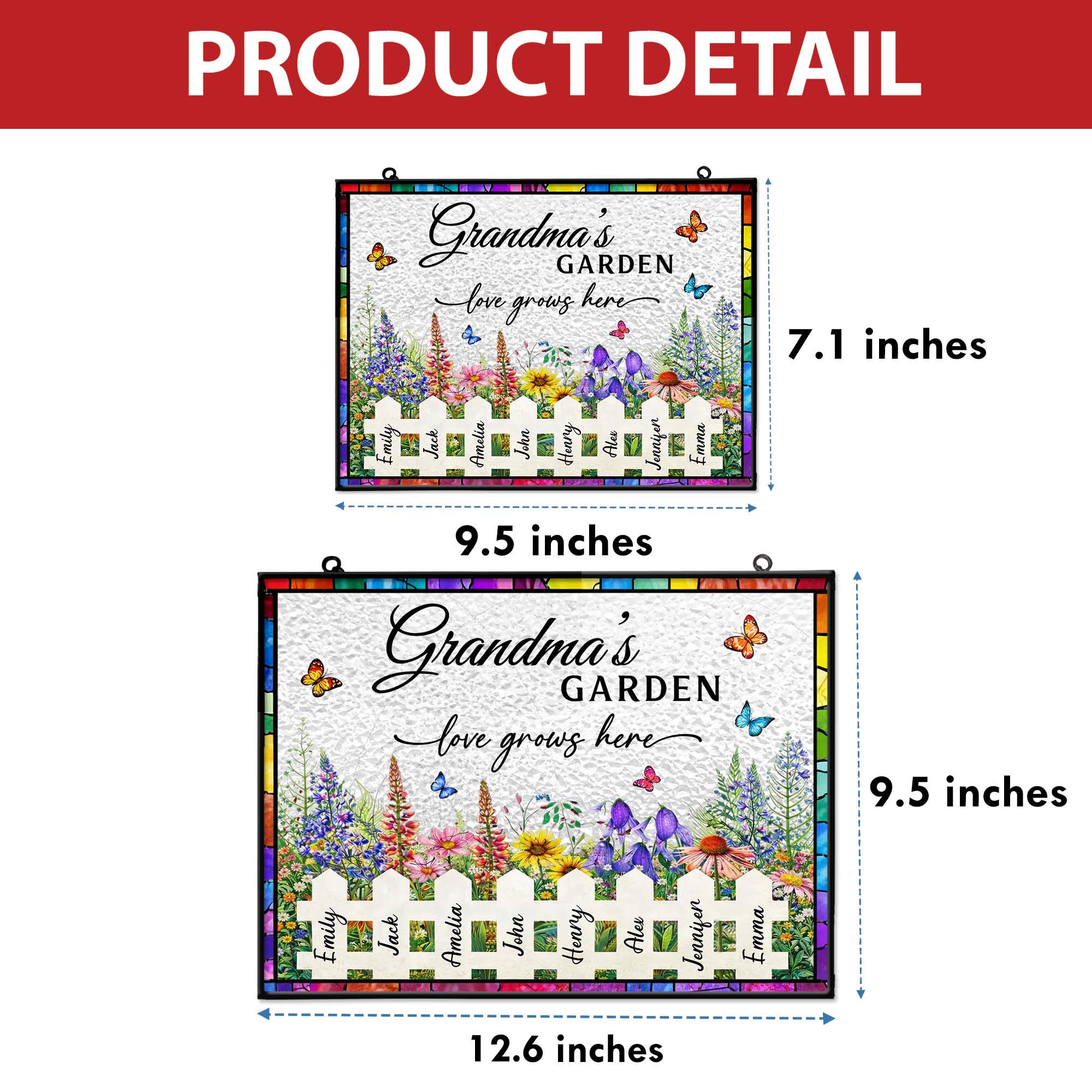 Custom Grandma's Garden Stained Glass, Personalized Love Grows Here ...