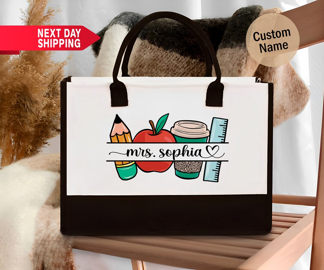 Personalized Teacher Tote Bag, Custom Teacher Tote Bag, Tote Bag for ...