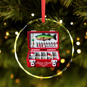 Fishing Tackle Box Ornament, Fisherman Ornament, Dad Fishing Ornament ...