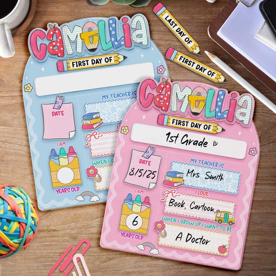 Personalized First And Last Day School Sign, Back to School Sign, Kindergarten 1st Day of School Sign, First Day Of School Kids School Board