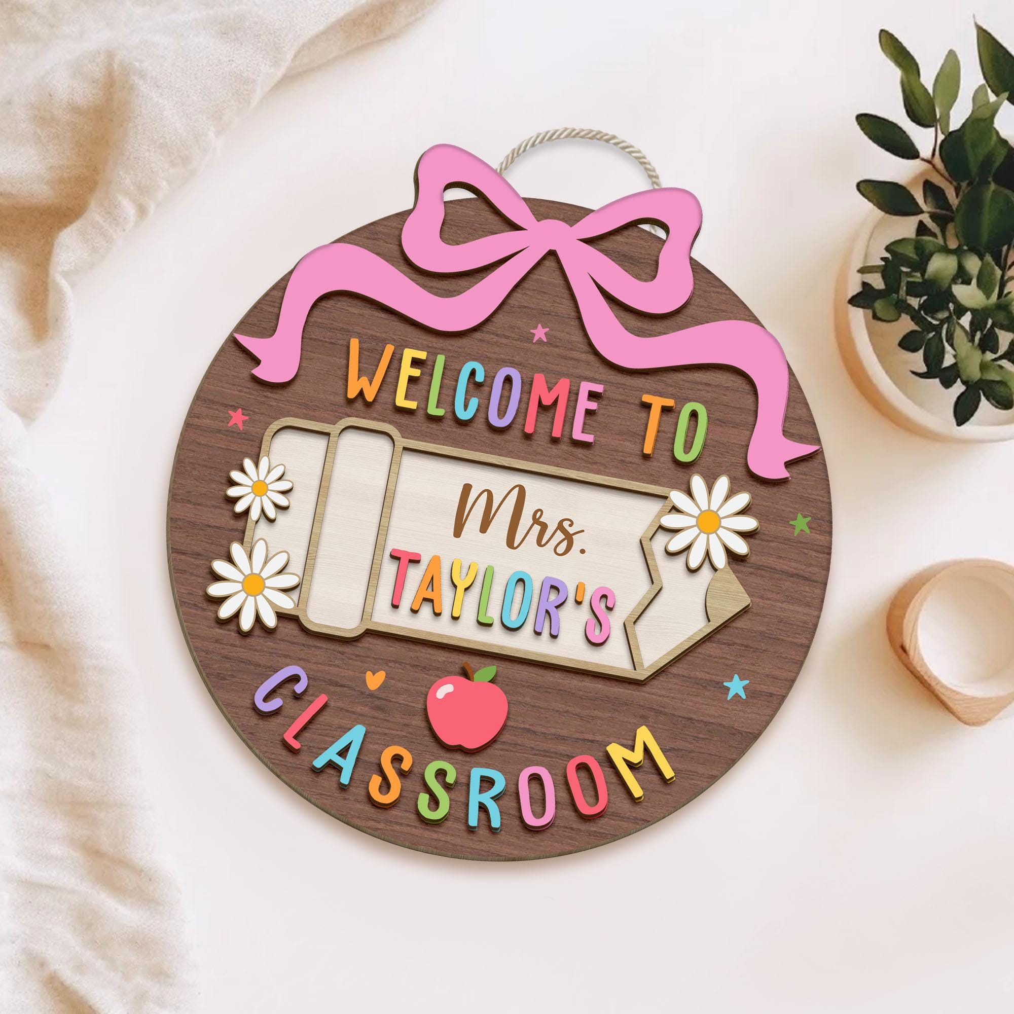 Personalized 3D Teacher Door Hanger, Teacher Gifts, Teacher Welcome ...
