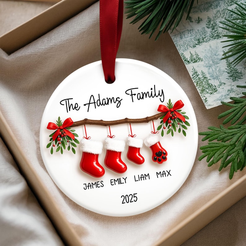 Personalized Family Christmas Ornament With Names, Custom Family of 5 ...
