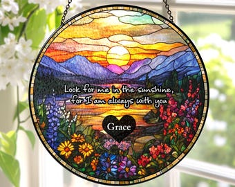 Memorial Stained Glass Suncatcher Sympathy Gift, Loss Of Mom Family Ornament, Dad Remembrance Keepsake, In Loving Memory